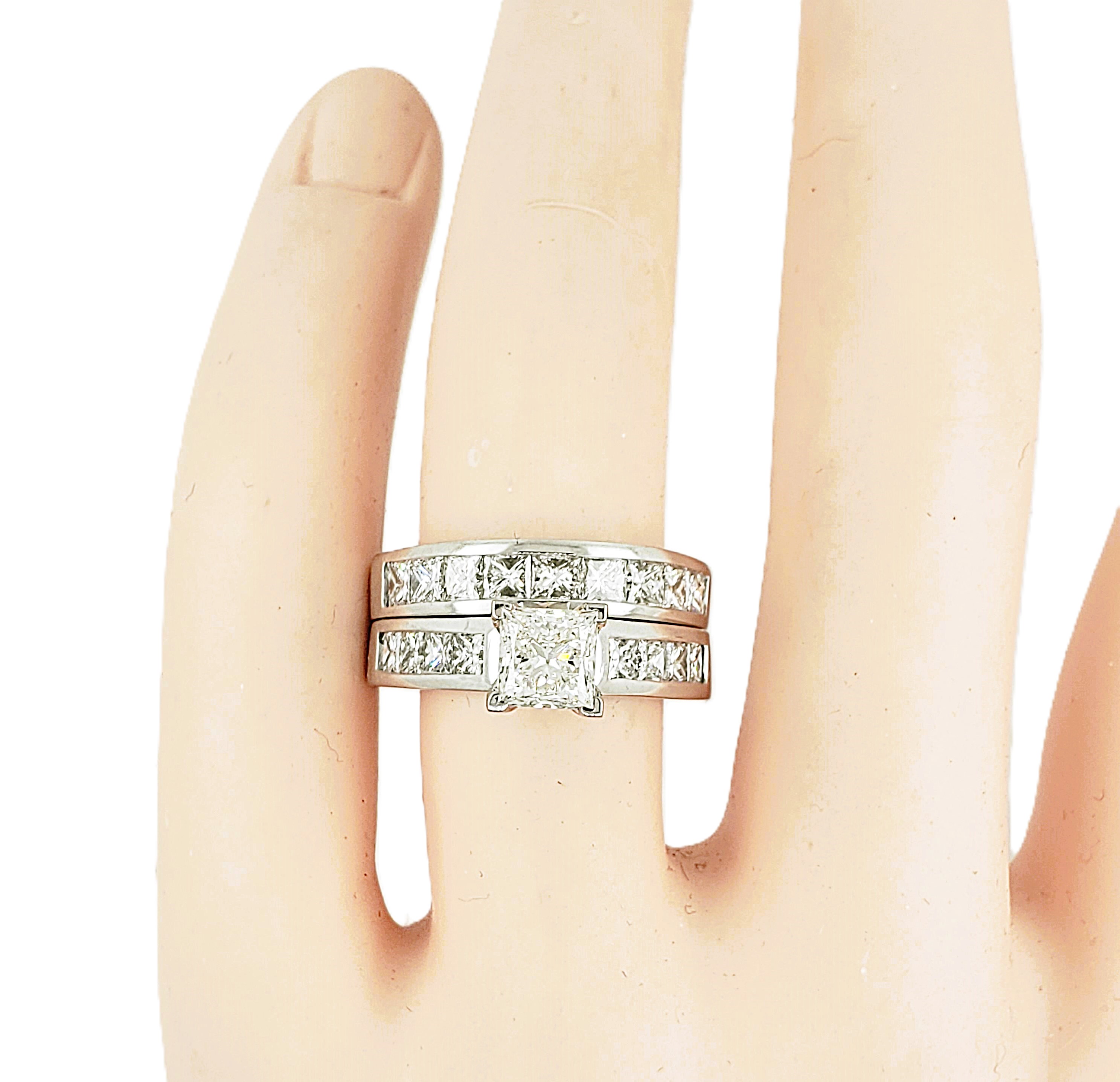 Princess Cut Diamond Chanel Set Bridal Set